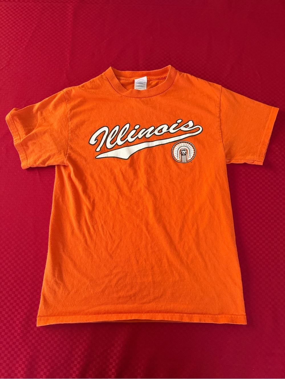 Y2K Delta Orange "Illinois" Script Short Sleeve Tee